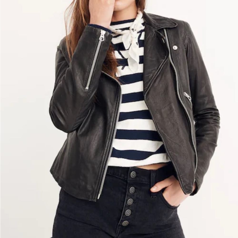 Madewell Black Leather Moto Jacket - Picture 9 of 11
